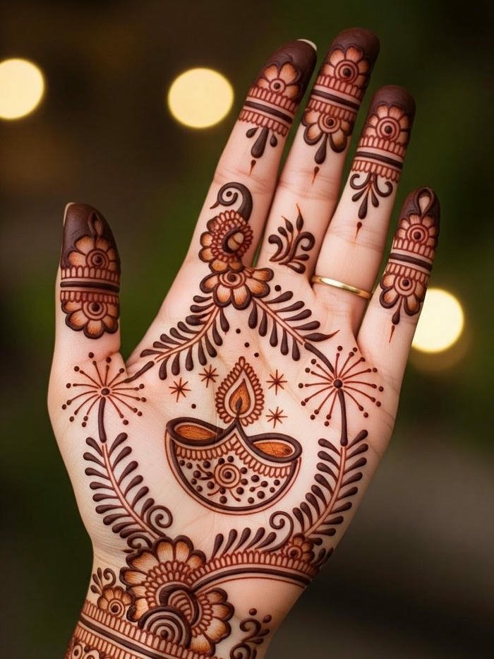 Teej mehndi design expressing festive cultural beauty