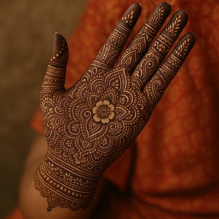Teej mehndi design presenting stylish ornamental layout