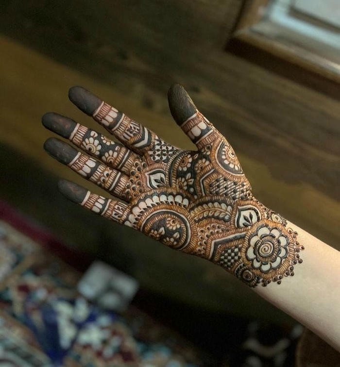 Teej mehndi design showcasing traditional artistic elements