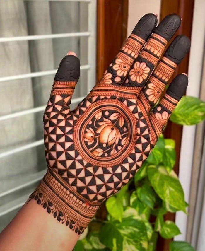 Teej mehndi design with elegant detailed artwork