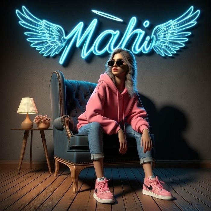 cool mahi name dp neon glow effect