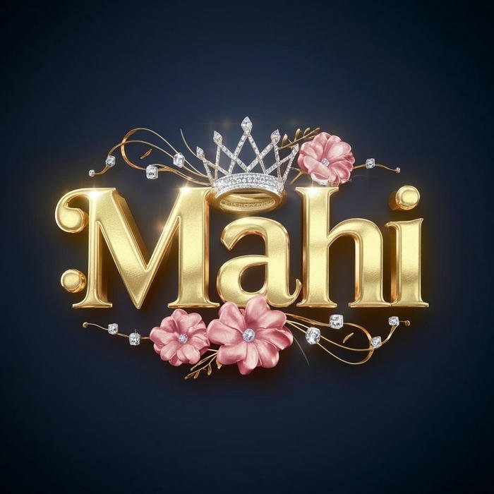 mahi name dp with heart crown design