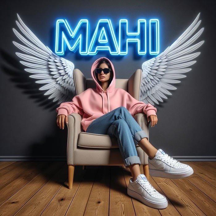 stylish dp with mahi name typography art