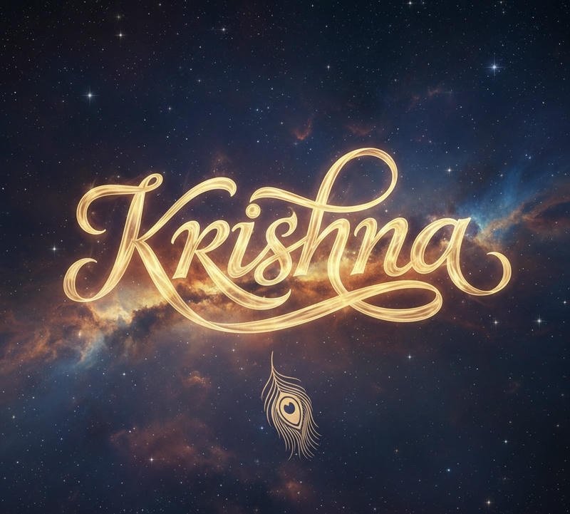 Aesthetic Krishna name dp with calm blue theme