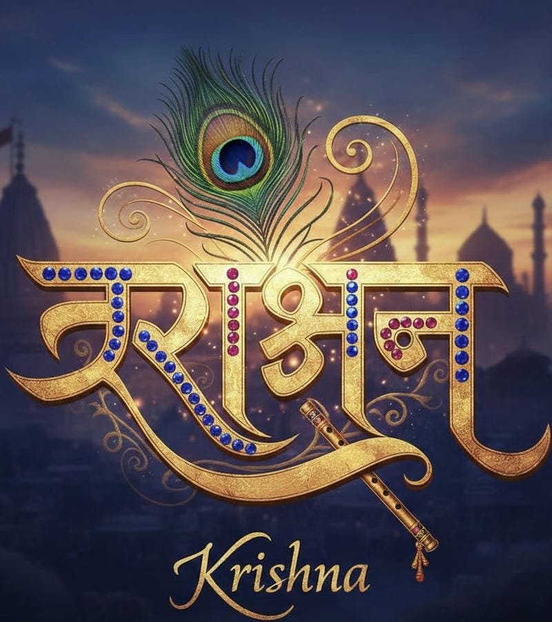 Colorful Krishna name dp vibrant visual style