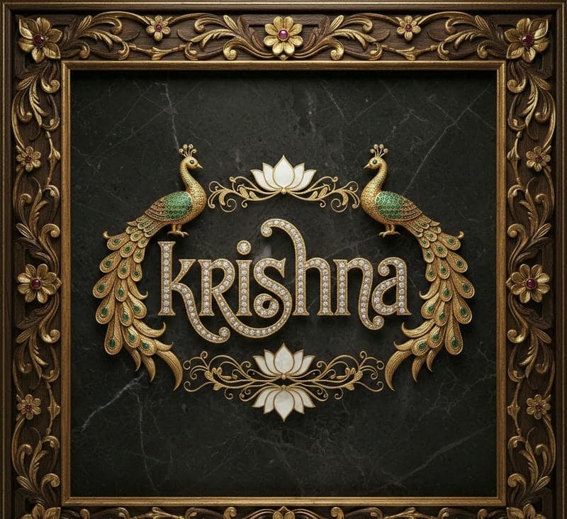 Cute devotional Krishna name dp profile idea