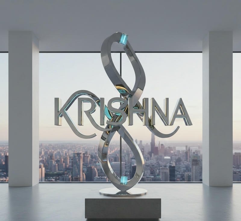 Glow effect Krishna name dp artistic look