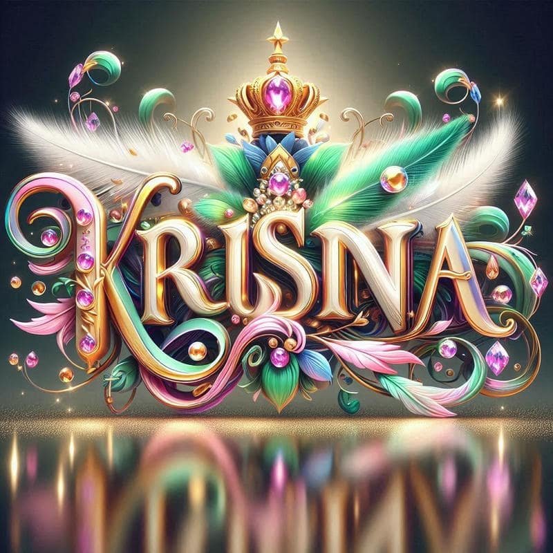 Neon style Krishna name dp creative concept