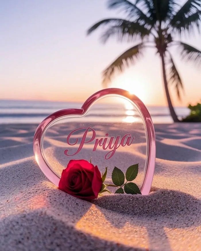 Priya name dp soft aesthetic with rose and heart