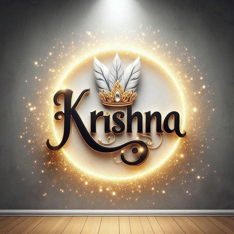 Stylish blue theme Krishna name dp aesthetic