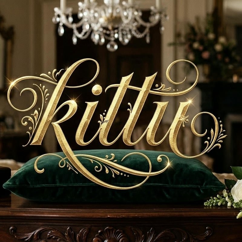 Trendy Kittu name dp with neon glow effect