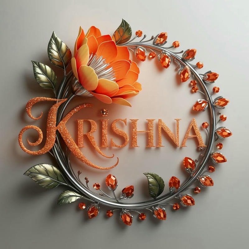 Trendy Krishna name dp modern typography style